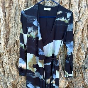 Babaton Black and Green Abstract Dress wrap
